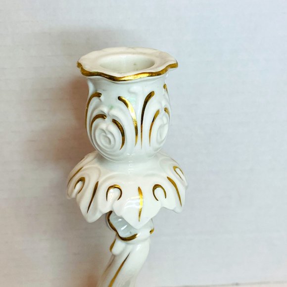 Vintage 1950s Single Porcelain Candle Holder Alba Kunst Dresden Roses - Picture 4 of 6